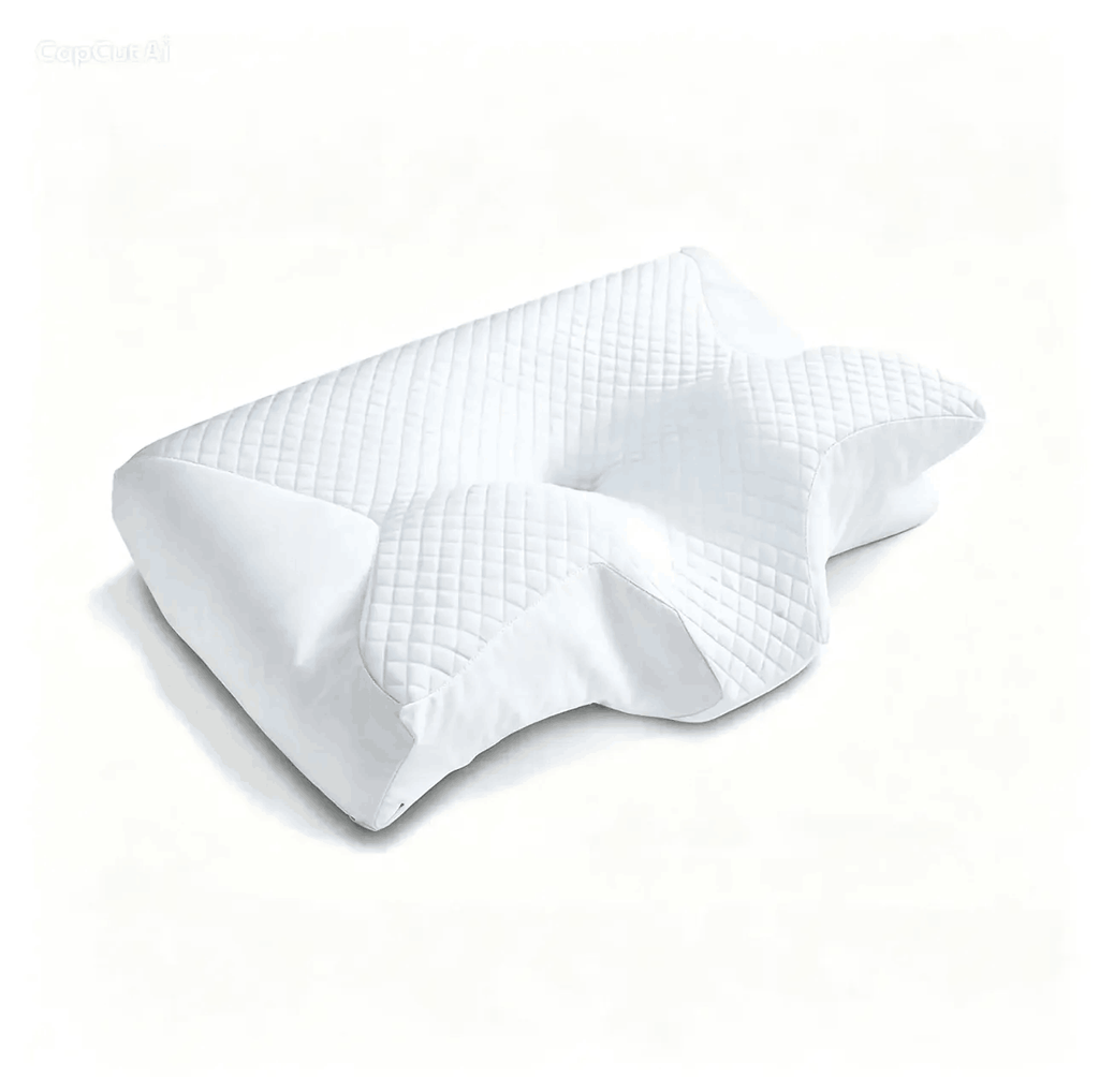 White pillow with a textured surface on a white background